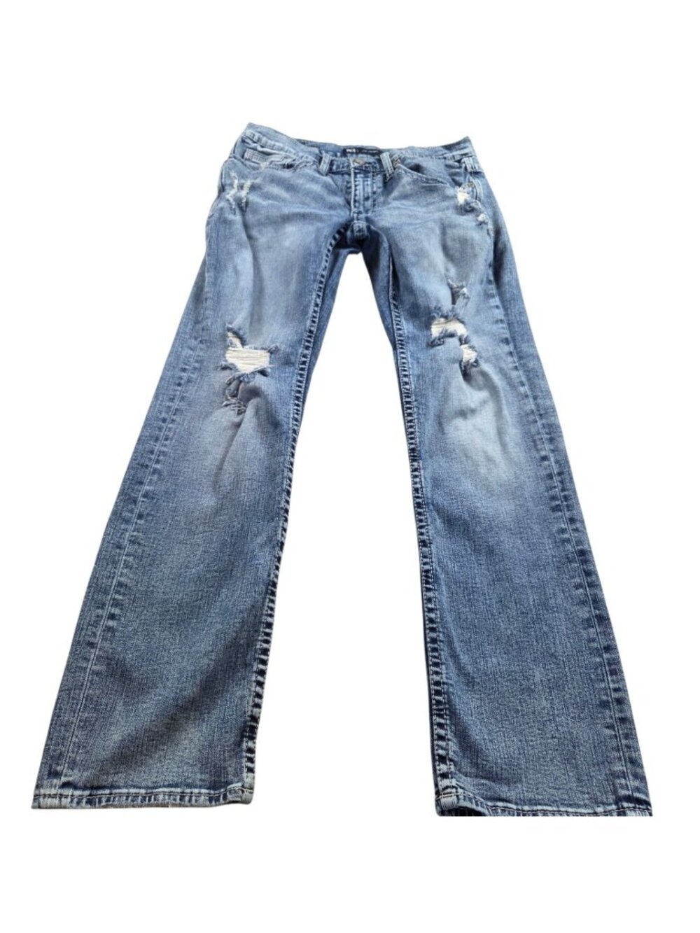 BKE Jeans Mens 32x30 Jake Straight Denim Buckle Embroidered Distressed